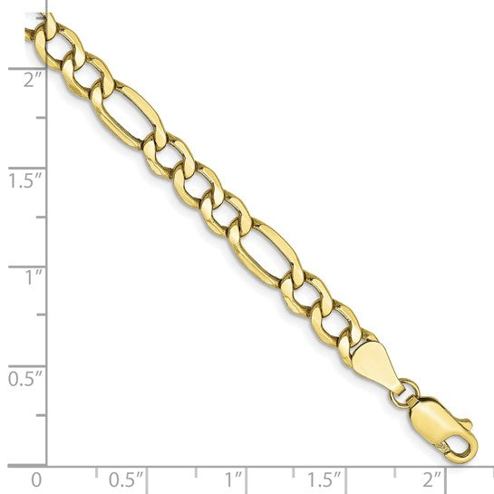 10kt Yellow Gold 5.35mm Semi-Solid Figaro Chain