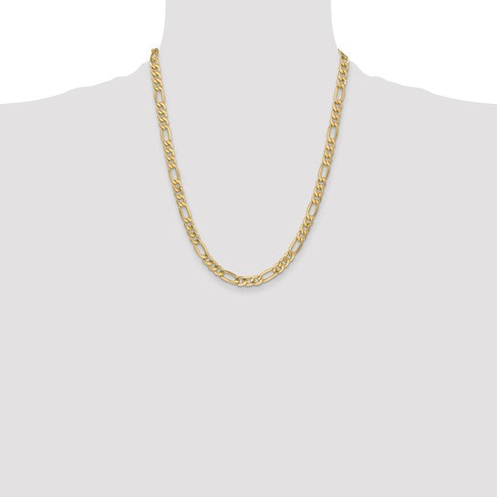 10kt Yellow Gold 6.25mm Semi-Solid Figaro Chain
