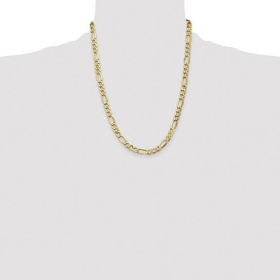 10kt Yellow Gold 7.3mm Semi-Solid Figaro Chain