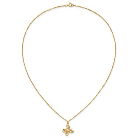 10kt Tri-color Black Hills Gold Butterfly Necklace