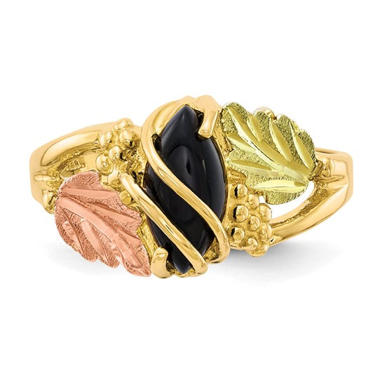 10kt Tri-color Black Hills Gold Onyx Ring