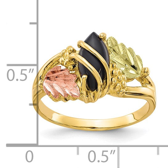 10kt Tri-color Black Hills Gold Onyx Ring