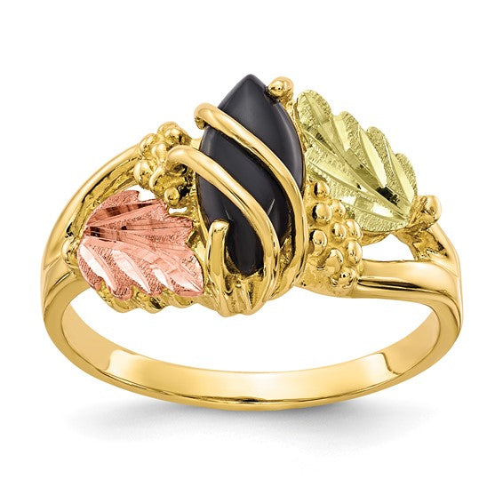 10kt Tri-color Black Hills Gold Onyx Ring