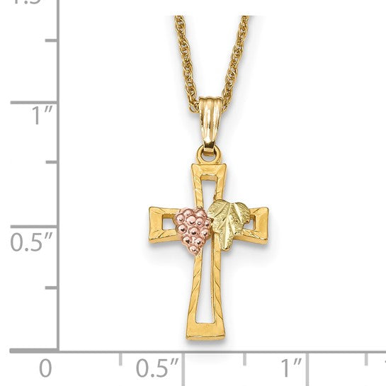 10kt Tri-Color Black Hills Gold Cross Necklace