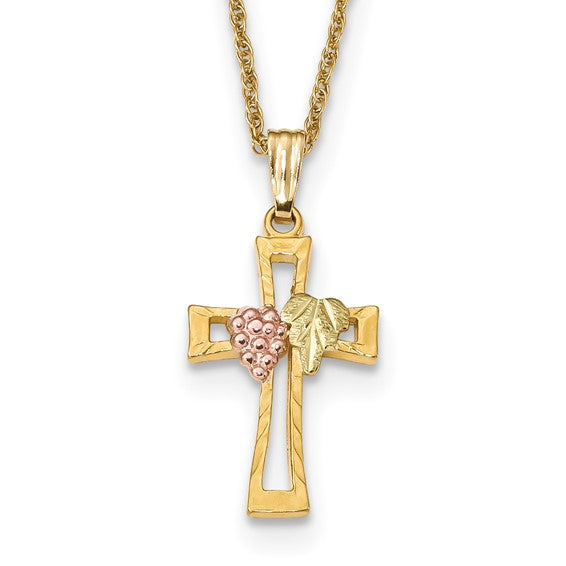 10kt Tri-Color Black Hills Gold Cross Necklace