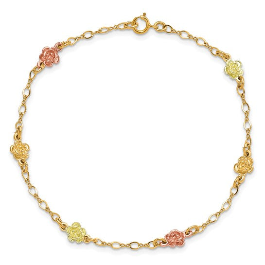 10kt Tri-color Gold Black Hills Roses Bracelet