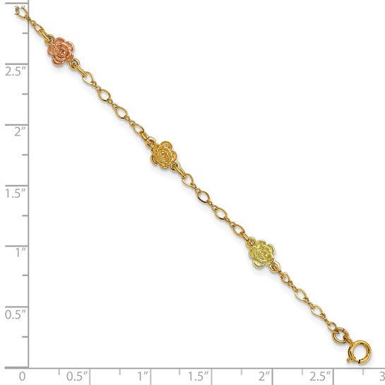 10kt Tri-color Gold Black Hills Roses Bracelet