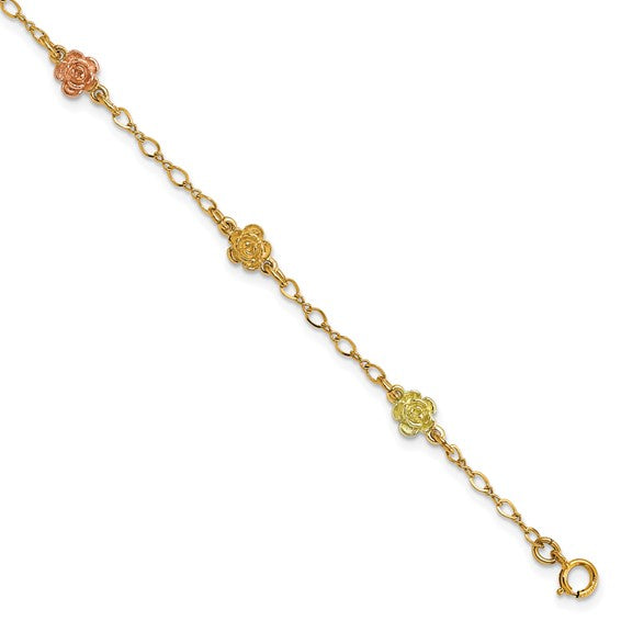10kt Tri-color Gold Black Hills Roses Bracelet
