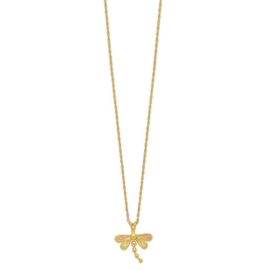 10kt Tri-Color Black Hills Gold Dragonfly Necklace