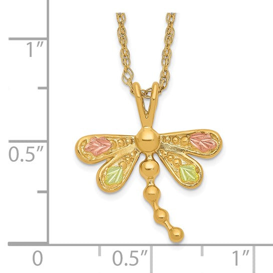 10kt Tri-Color Black Hills Gold Dragonfly Necklace