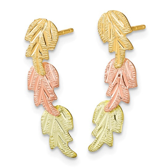 10kt Tri-Color Black Hills Gold Post Earrings