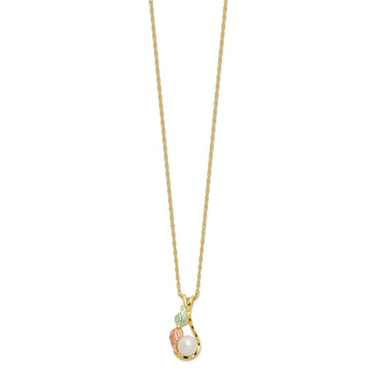 10KT Tri-color w/12K Accents FWC Pearl Black Hills Gold Necklace