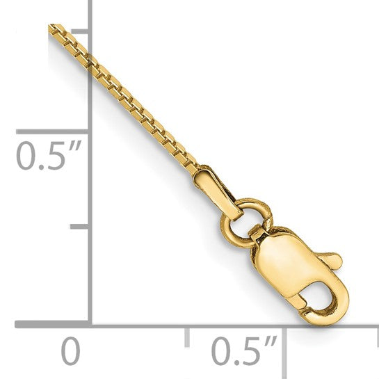 10kt Yellow Gold .90mm Box Chain Anklet