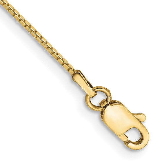 10kt Yellow Gold .90mm Box Chain Anklet