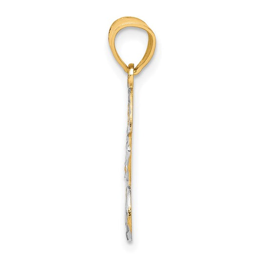 10KT Yellow Gold w/Rhodium Filigree Flower Charm