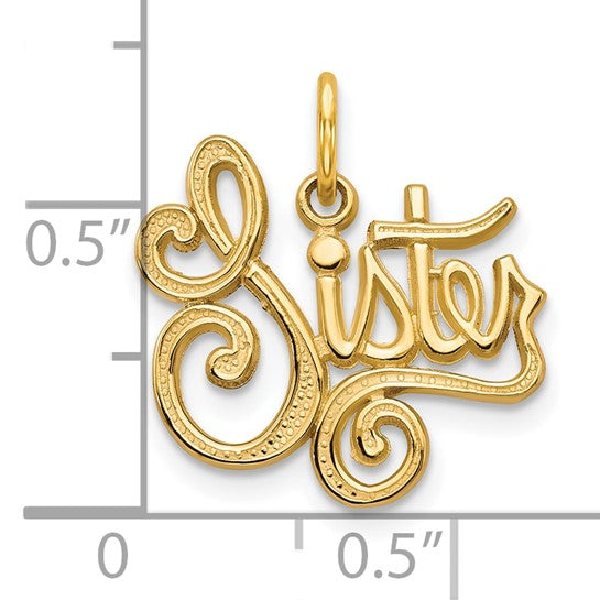 10KT Yellow Gold SISTER Charm