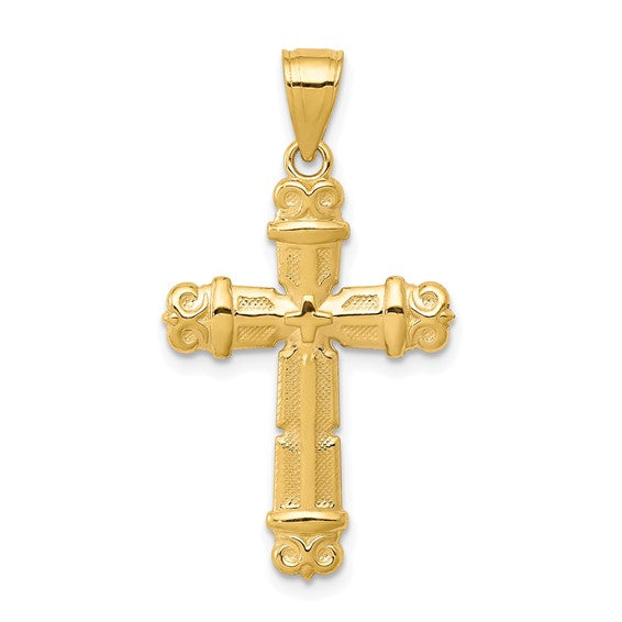 10kt Yellow Gold Fleur de Lis Cross Pendant