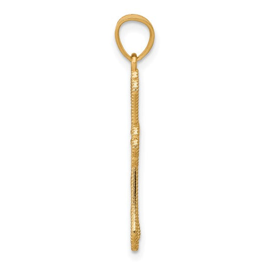 10KT Yellow Gold w/ Rhodium Diamond-Cut Cross Pendant