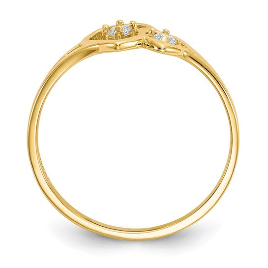 10kt Yellow Gold Double Heart CZ Ring