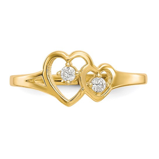 10kt Yellow Gold Double Heart CZ Ring