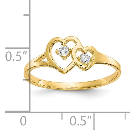 10kt Yellow Gold Double Heart CZ Ring