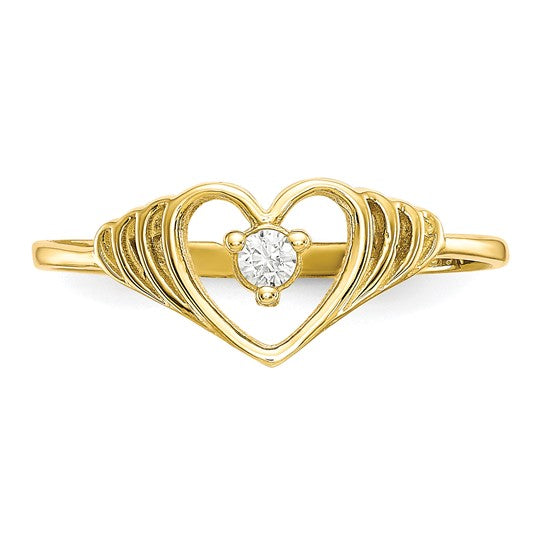 10kt Yellow Gold CZ Heart Ring
