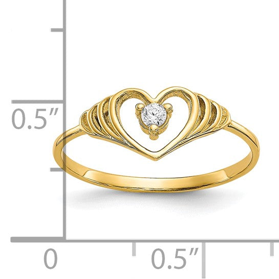 10kt Yellow Gold CZ Heart Ring