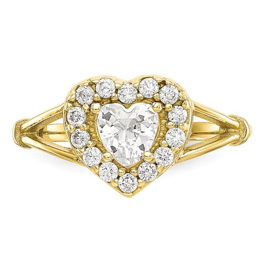 10kt Yellow Gold CZ Heart Ring