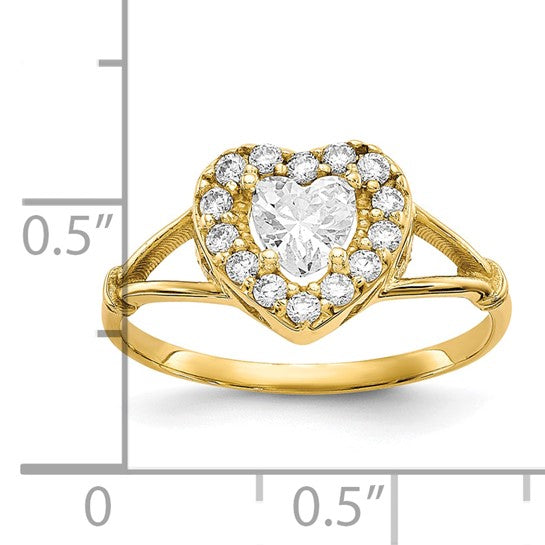 10kt Yellow Gold CZ Heart Ring