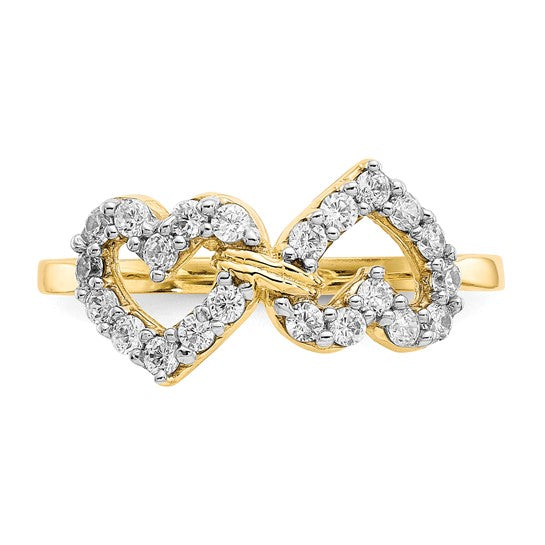 10kt Yellow Gold Double Heart CZ Ring