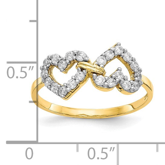 10kt Yellow Gold Double Heart CZ Ring