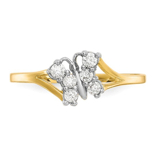 10kt Yellow Gold w/Rhodium CZ Butterfly Ring