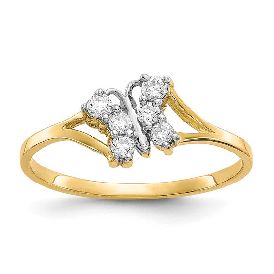 10kt Yellow Gold w/Rhodium CZ Butterfly Ring