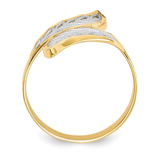 10kt Yellow Gold w/Rhodium Diamond-Cut Filigree Ring