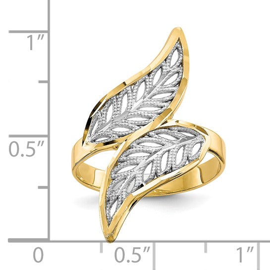 10kt Yellow Gold w/Rhodium Diamond-Cut Filigree Ring