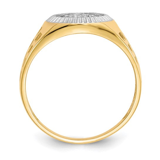 10kt Yellow Gold w/Rhodium Men'S CZ Cluster Ring