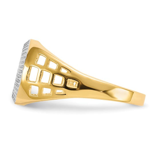 10kt Yellow Gold w/Rhodium Men'S CZ Cluster Ring