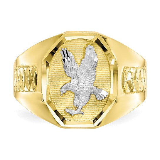10kt Yellow Gold & Rhodium Men's Eagle Ring
