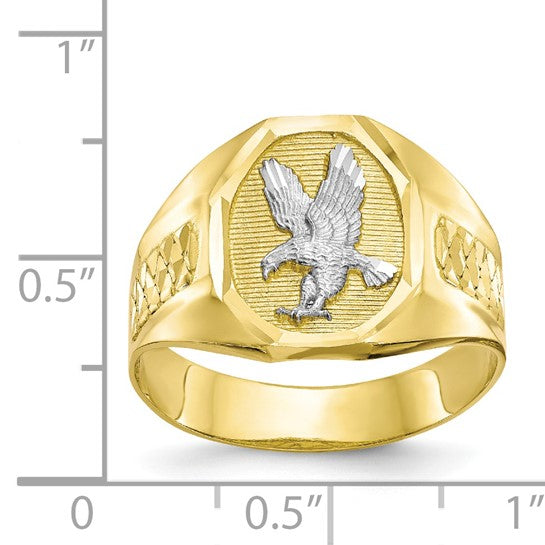 10kt Yellow Gold & Rhodium Men's Eagle Ring