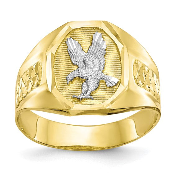 10kt Yellow Gold & Rhodium Men's Eagle Ring