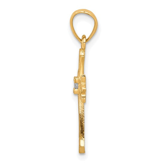 10kt Yellow Gold CZ Cross Pendant