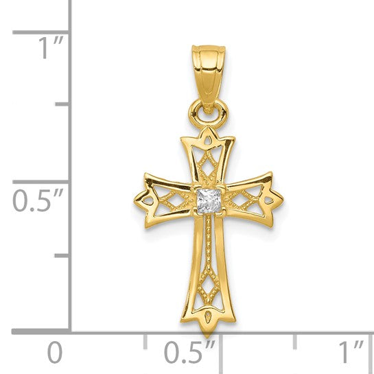 10kt Yellow Gold CZ Cross Pendant