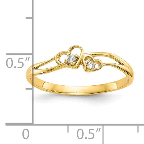 10kt Yellow Gold CZ Double Heart Ring