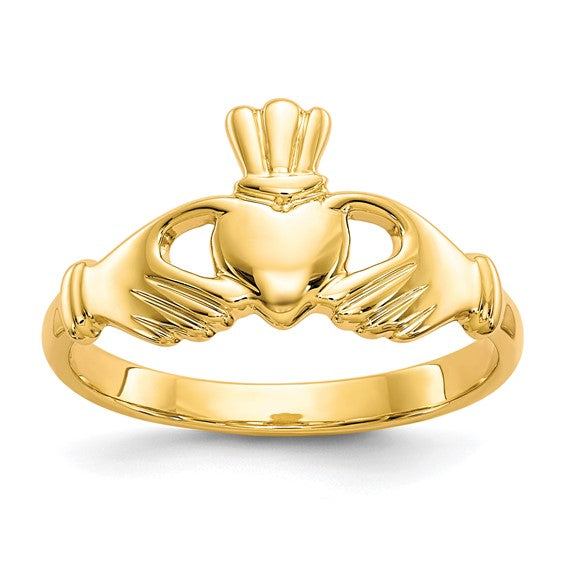 10kt Yellow Gold Polished Claddagh Ring