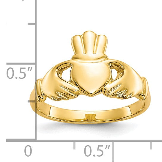 10kt Yellow Gold Polished Claddagh Ring