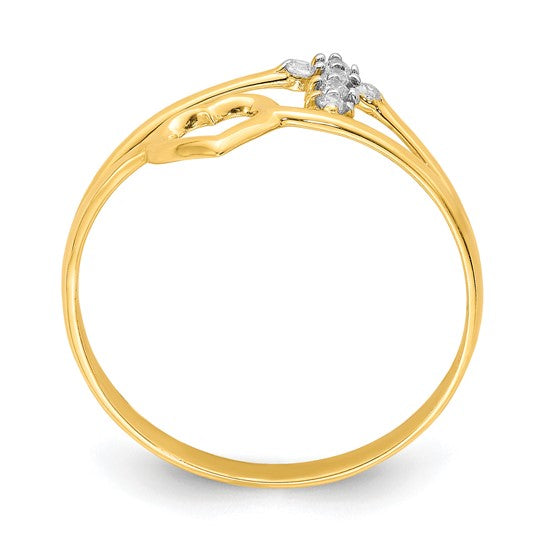 10kt Yellow Gold Heart And Cross CZ Ring