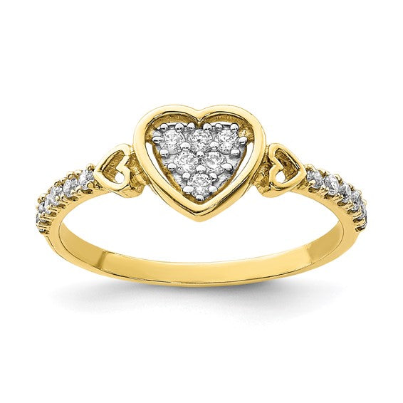10kt Yellow Gold CZ Fancy Heart Ring