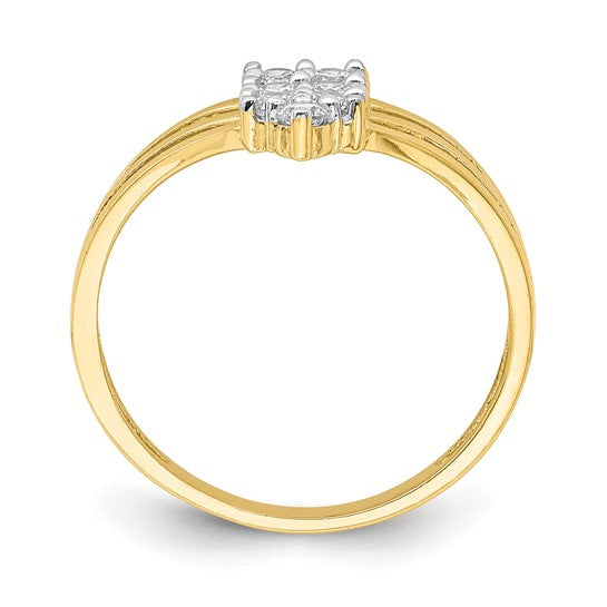 10KT Yellow Gold CZ 3-Line Ring