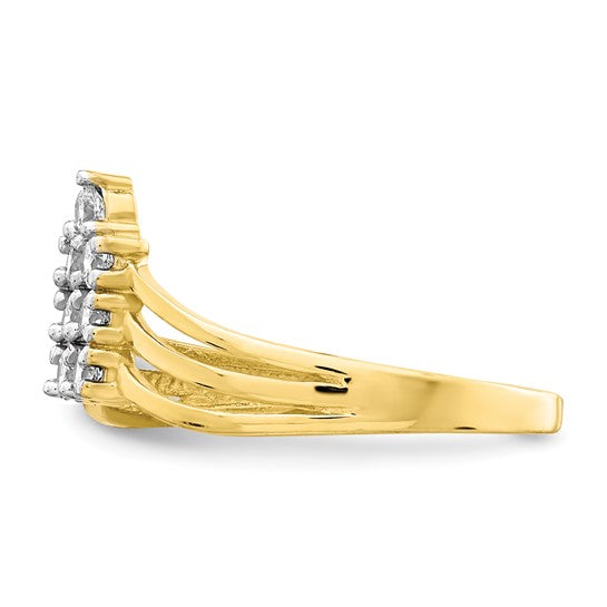 10KT Yellow Gold CZ 3-Line Ring