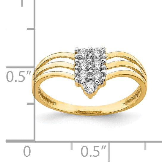 10KT Yellow Gold CZ 3-Line Ring